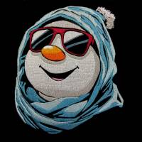 Schneemann Stickdatei cool Color Lichteffekt 12-14x18cm – Modernes Winter-Stickmuster für schwarze Stoffe Bild 1