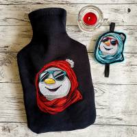 Schneemann Stickdatei cool Color Lichteffekt 12-14x18cm – Modernes Winter-Stickmuster für schwarze Stoffe Bild 4