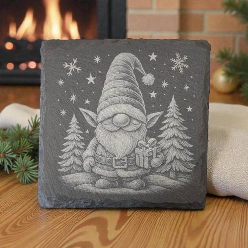 LASERDATEI Gnom | Winter Chalk Art Motiv fuer Laser | Schiefer PNG Weihnachten | Winter | Lasergravur