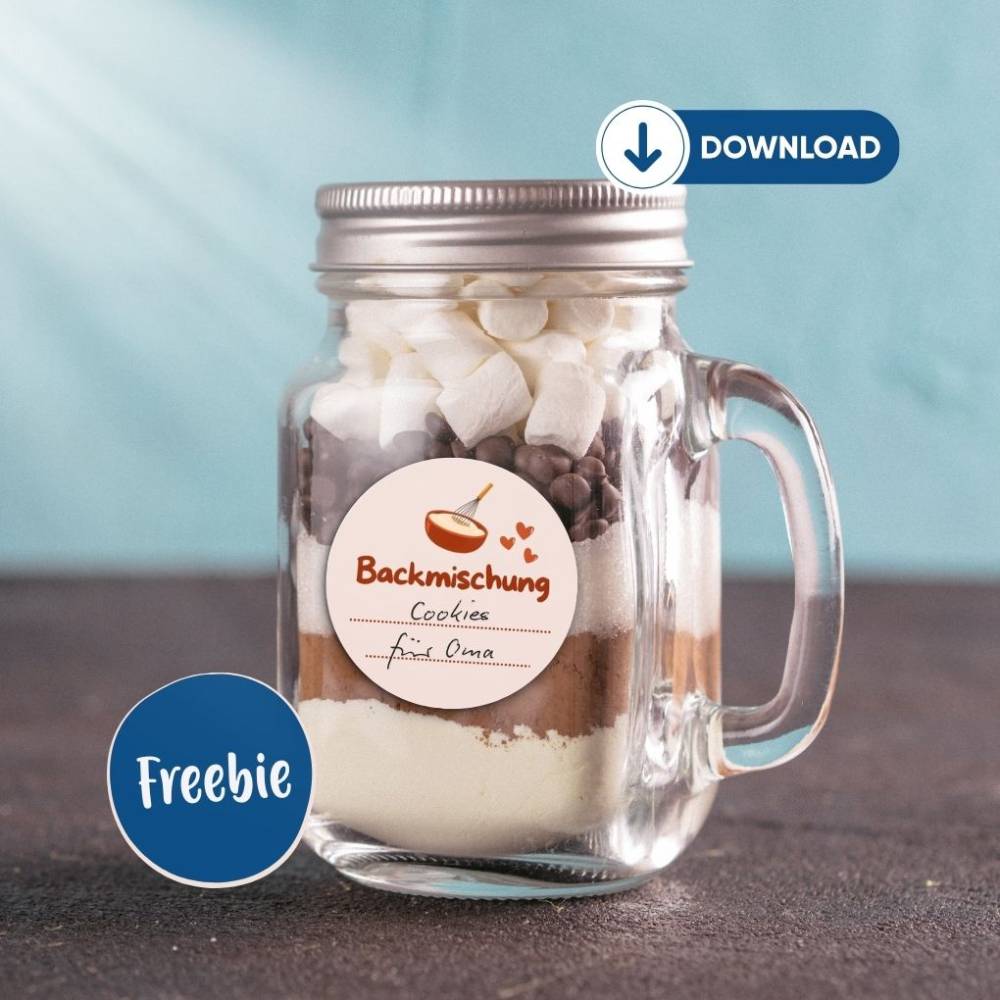 Etikett & Vorlage Zutatenliste und Anleitung für Backmischung im Glas – Kostenloser PDF-Download Bild 1