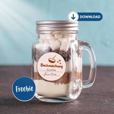 Etikett & Vorlage Zutatenliste und Anleitung für Backmischung im Glas – Kostenloser PDF-Download