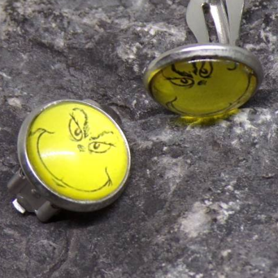 Weihnachtsmuffel Ohrclips  12 mm Cabochon Edelstahl – Lustiger Weihnachtsschmuck