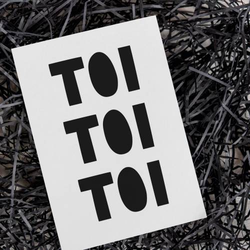 Postkarte Viel Glück Toi Toi Toi – Mutmacher Karte für Prüfung, Erfolg & neue Aufgaben