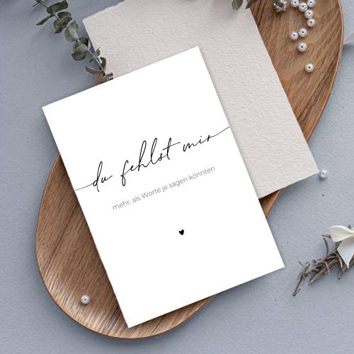 Du fehlst mir Karte A6 – Trauerkarte & Abschiedskarte | Karte für Vermissen & Verbundenheit