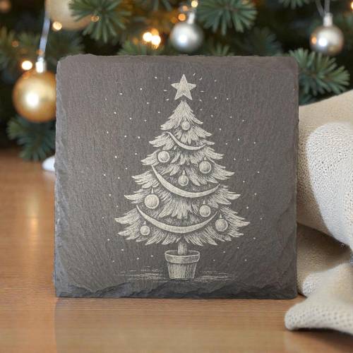 LASERDATEI Tannenbaum| Winter Chalk Art Motiv fuer Laser | Schiefer PNG Weihnachten | Winter | Lasergravur