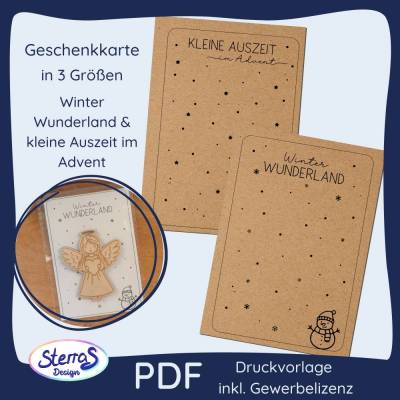 Druckvorlage Geschenkkarten Weihnachten SEt PDF - 