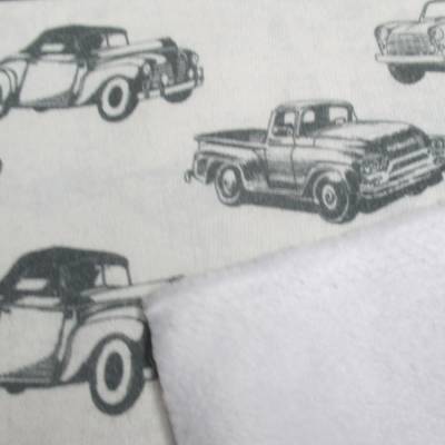 Alpenfleece Kuschel Sweat Retro cars Digitaldruck offwhite (1m/14,-€)