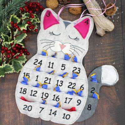 Stickdatei ITH Adventskalender Katze Kätzchen 24x36cm