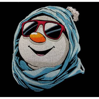Schneemann Stickdatei cool Color Lichteffekt 20x26-30cm, 21*40cm EXP – Modernes Winter-Stickmuster