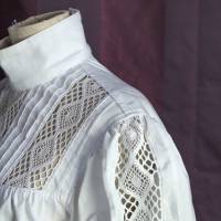 Bluse viktorianisch-edwardianisch, Gibson Girl Style, Jahrhundertwende Belle Epoque,  aus 100 % Baumwolle weiß Bild 4