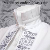 Partlet Renaissance Unterzieh-Hemd, ärmellos, Blackwork-Stickerei, Stehkragen, weiße Baumwolle, 16. Jh. Kleidung Bild 2