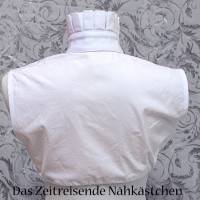 Partlet Renaissance Unterzieh-Hemd, ärmellos, Blackwork-Stickerei, Stehkragen, weiße Baumwolle, 16. Jh. Kleidung Bild 3