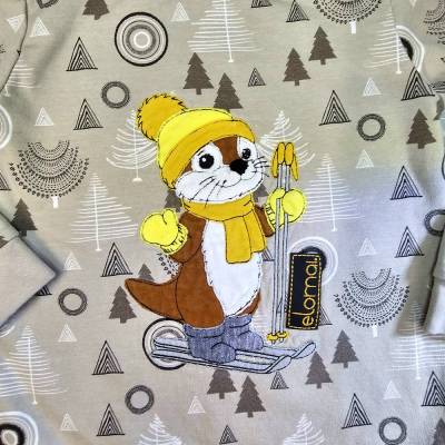 Ski Otter Willi -  Stickdatei Doodle Applikation 5 Größen, 5 Formate Winterfreunde