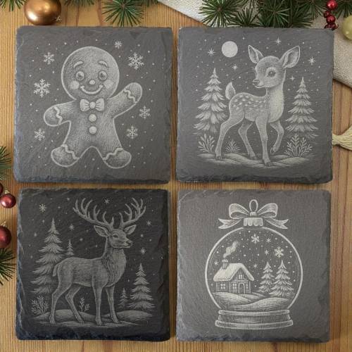 LASERDATEI |Winter Chalk Art Set | 4 digitale Motive fuer Laser Projekte | Weihnachten | PNG | Digital Art | Laser File