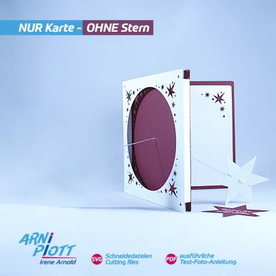 Plotterdatei – Blanko-Weihnachtskarte und Deko für Falt-Stern 1K und 2K von ARNi-Plott, hier OHNE Stern