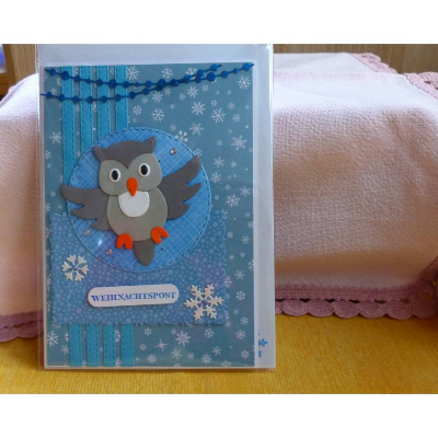 Handgemachte Weihnachtskarte mit Eule