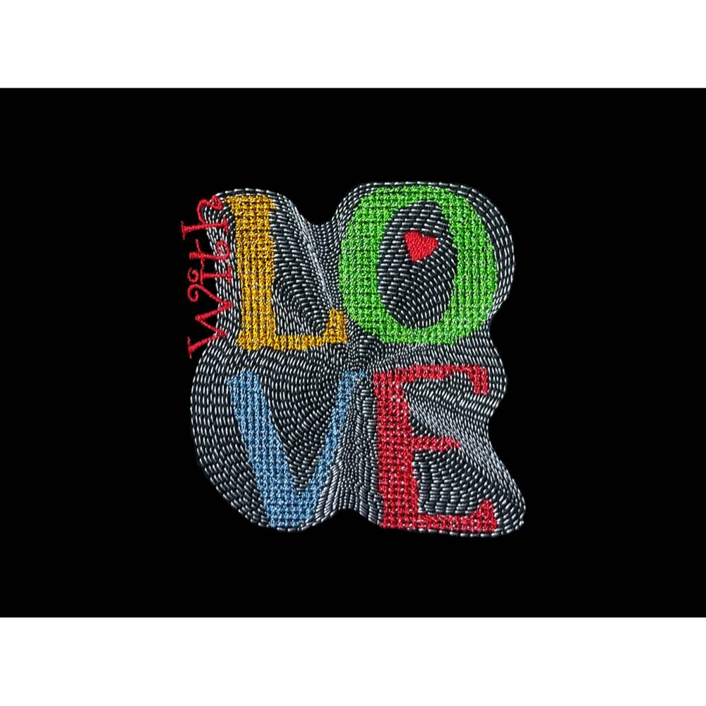 With Love Kreuzstich 12-14x18cm – Stickdatei für persönliche Geschenke & Deko Bild 1