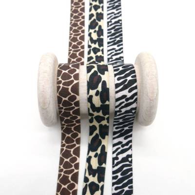Hochelastisches Einfassband / Falzgummi mit Tiermuster – Zebra, Leo oder Giraffe – 15 mm breit, 2 m Länge