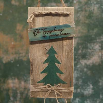 Dekobrett Weihnachten aus altem Holz gefertigt nordische Winterdekoration Skandinavien