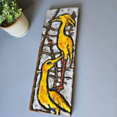 Ruscha Wandplatte Keramik, Kraniche, 1960er