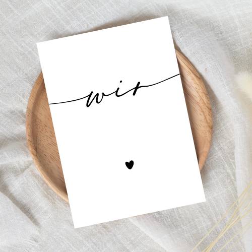 Wir Karte Liebe – Minimalistische Liebeskarte & Hochzeitskarte | Romantische Postkarte für Hochzeit, Valentinstag & Jahrestag