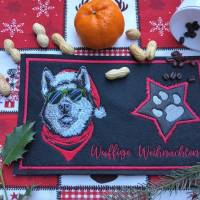 Husky Santa Stickdatei mit Lichteffekt – 24-26*15-16cm, JEF 20*17cm Winterliches Stickmuster für schwarze Stoffe Bild 4