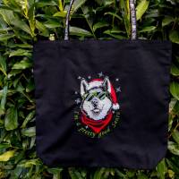 Husky Santa Stickdatei mit Lichteffekt – 24-26*15-16cm, JEF 20*17cm Winterliches Stickmuster für schwarze Stoffe Bild 9