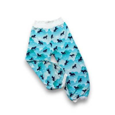 Blaue Mädchen-Hose mit Einhörnern // Größe 110, Bequeme Kinderhose für kleine Einhorn-Fans // Mädchen Hosen 110