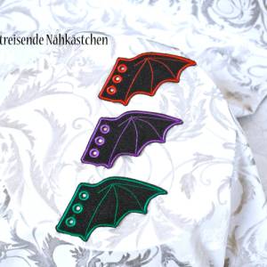 Fledermausflügel für Schnürschuhe – Gothic Schuh-Accessoire aus Filz – Bestickt – Halloween Deko – Unisex Bild 5