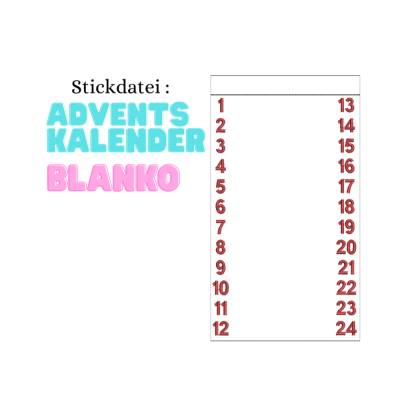 Stickdatei Adventskalender blanko ITH