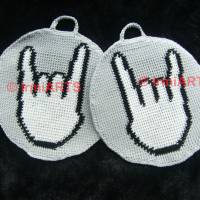 DIY Häkelanleitung Doubleface-Topflappen für Metal Fans Bild 3