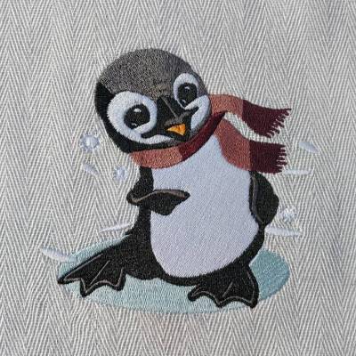 Pinguin winterlich Stickdatei 12-14x18cm – Winterliches Stickmuster für Stickmaschinen