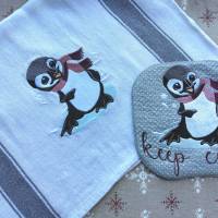 Pinguin winterlich Stickdatei 12-14x18cm – Winterliches Stickmuster für Stickmaschinen Bild 3