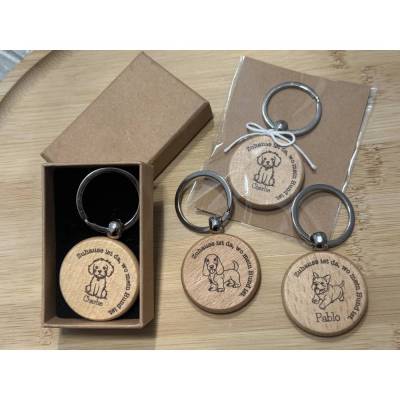 Schlüsselanhänger Holz Hundemotiv Hundeliebhaber