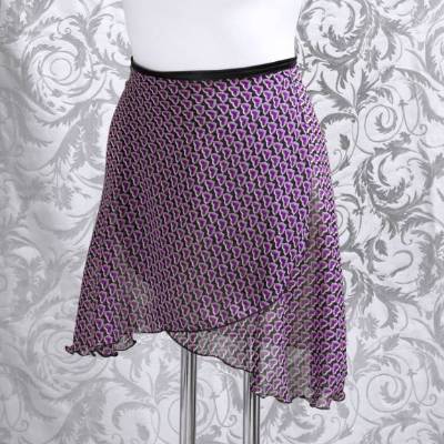 Wickelrock Chiffon Ballettrock mit lila Herz-Muster, Tanz, Training, Bühne