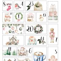 PDF-Adventskalender-Zahlen im Boho-Stil – 1 bis 24 zum Ausdrucken Bild 2