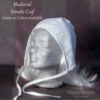 Mittelalterliche Bundhaube aus Leinen oder Baumwolle – historischer Coif für Reenactment & LARP, handgefertigt Bild 1