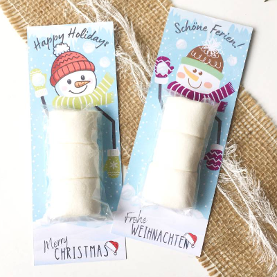 Geschenkidee Weihnachtsferien, Druckvorlage Weihnachten Schulklasse & Kita, Kleinigkeit Schneemann, PDF Give Away 