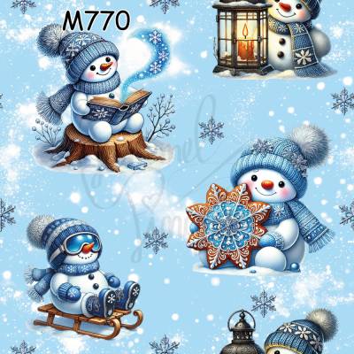 M770 PummelPinguine Exclusive „Kinderstoff Snowmen Winterzauber – Niedliche Schneemänner