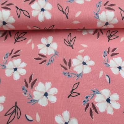 French Terry  Blumen geraut rosa Oeko-Tex Standard 100