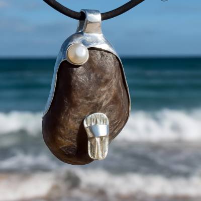 Goldschmiede Silberanhänger mit Lederkette 