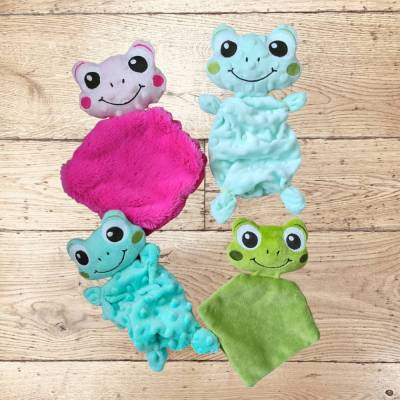 Stickdatei Frosch Schnuffeltuch/Nuckeltuch Set 25120 ITH – 6 Dateien, viele Formate & Anleitung