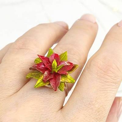 Verstellbarer Weihnachtsstern Ring, Weihnachtsring für Sie, Geschenk für Schwester, Geschenk für Ehefrau