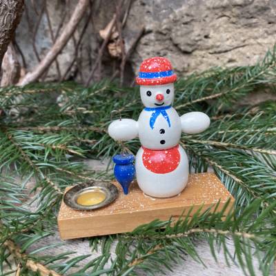 Erzgebirge Vintage Schneemann Kerzenhalter EKM Seiffen – Handgefertigte Holzfigur DDR