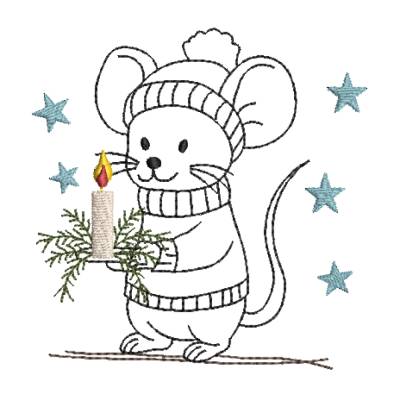 Stickdatei Maus mit Kerze