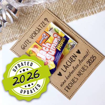 Gastgeschenk Silvester, Geschenkidee für Neujahr 2026, Vorlage drucken, gute Vorsätze für das neue Jahr, Mitbringsel, Ti