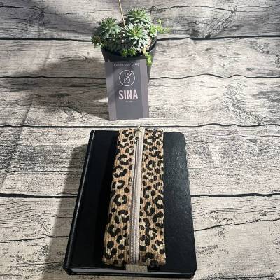 Stiftemäppchen mit Gummiband- Etui- Leo-Cord-Beige-hellbraun