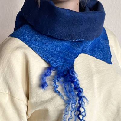 Handgefilzter Wollschal – Beidseitig tragbarer Damen Loop, Unikat Geschenkidee