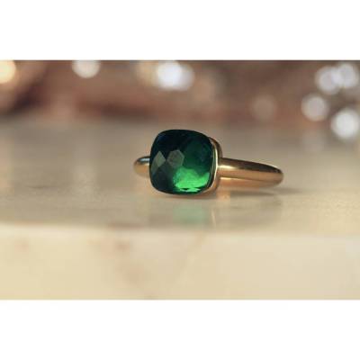 Ring Smaragd hydro: vergoldeter Stapelring mit Geburtsstein