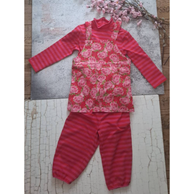 3tlg. Kombination Rosen und Streifen Gr. 92